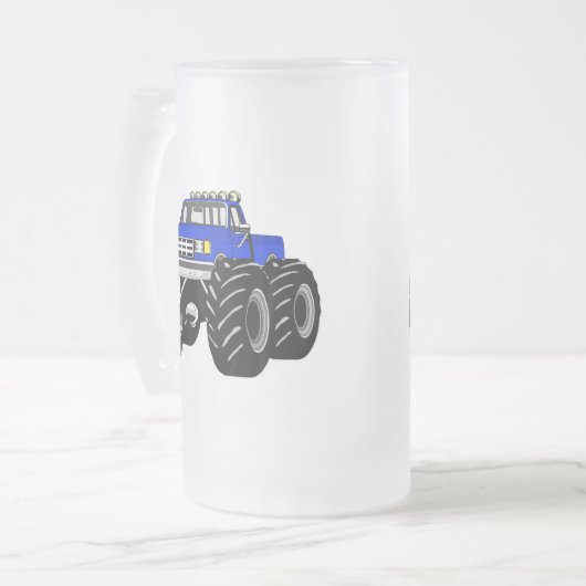 BLUE MONSTER TRUCK MATGLAS BIERPUL (Voorkant links)