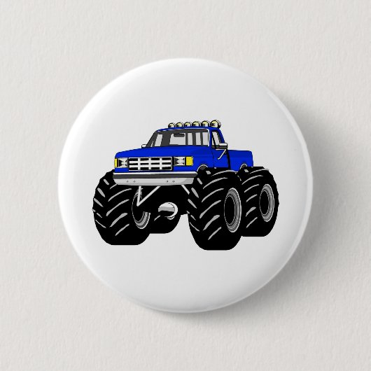 BLUE MONSTER TRUCK RONDE BUTTON 5,7 CM (Voorkant)