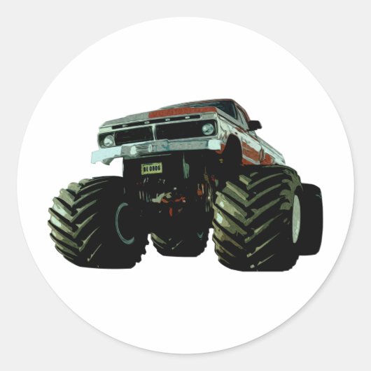 Blue Monster Truck Ronde Sticker (Voorkant)