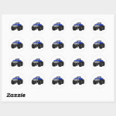 BLUE MONSTER TRUCK RONDE STICKER (Vel)