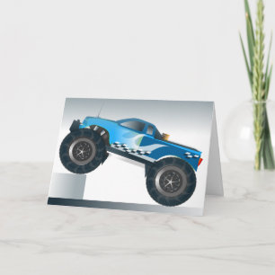 Blue Monster Truck Verjaardag Kaart