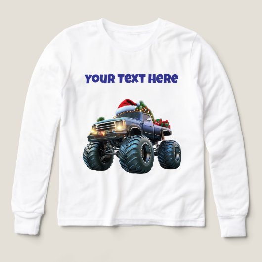 Blue Monster Xmas Truck- Bewerkbare Tri blend Tshi (Voorkant)