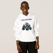 Blue Monster Xmas Truck Editable  Boys Hoodie (Voorkant volledig)