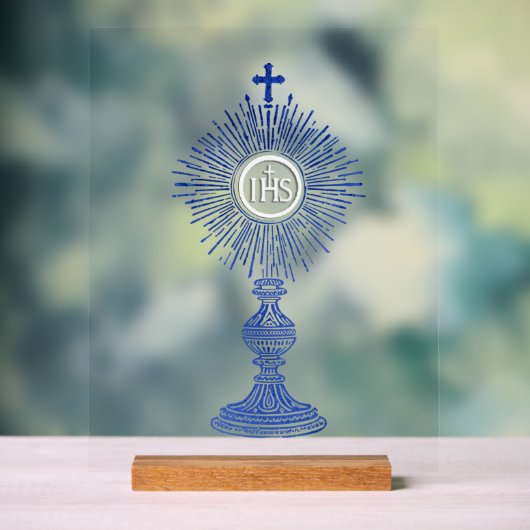 blue monstrance design catholic home decor (Neutraal)