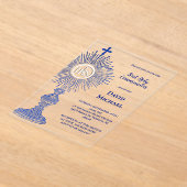 blue monstrance design | First Holy Communion Acryl Uitnodigingen (Laagn)