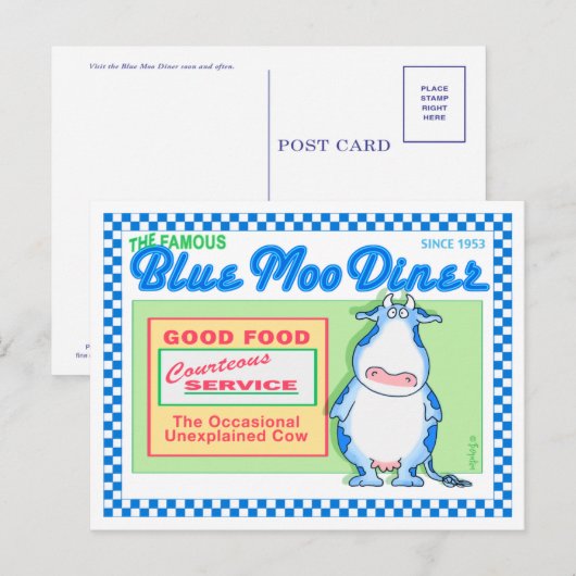 BLUE MOO DINER, Boynton Briefkaart (Voorkant / Achterkant)