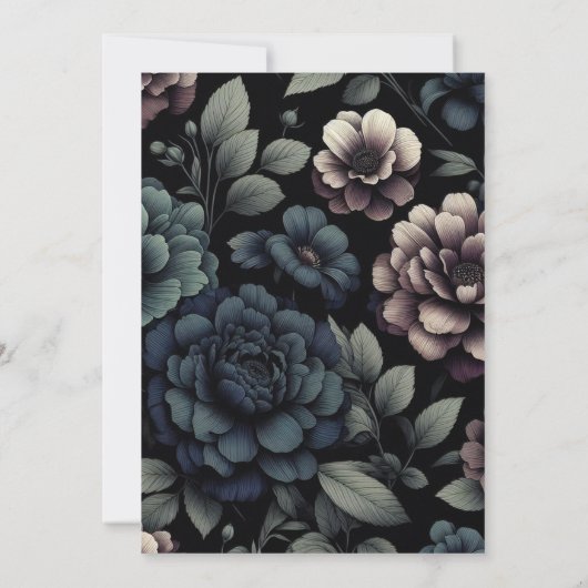 Blue Moody Floral Kaart (Achterkant)
