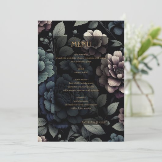 Blue Moody Floral Menu (Staand voorkant)
