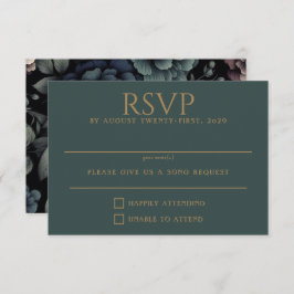 Blue Moody Floral RSVP Kaartje