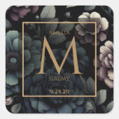 Blue Moody Floral Vierkante Sticker (Voorkant)