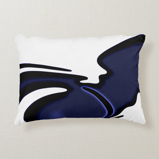 Blue Moon: Abstract blauw, wit & zwart Accent Kussen (Voorkant)