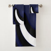 Blue Moon: Abstract blauw, wit & zwart Bad Handdoek (Insitu)