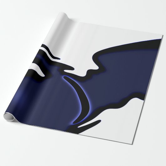 Blue Moon: Abstract blauw, wit & zwart Cadeaupapier (Uitgerold)