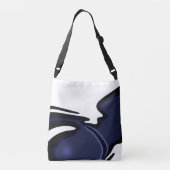 Blue Moon: Abstract blauw, wit & zwart Crossbody Tas (Achterkant)