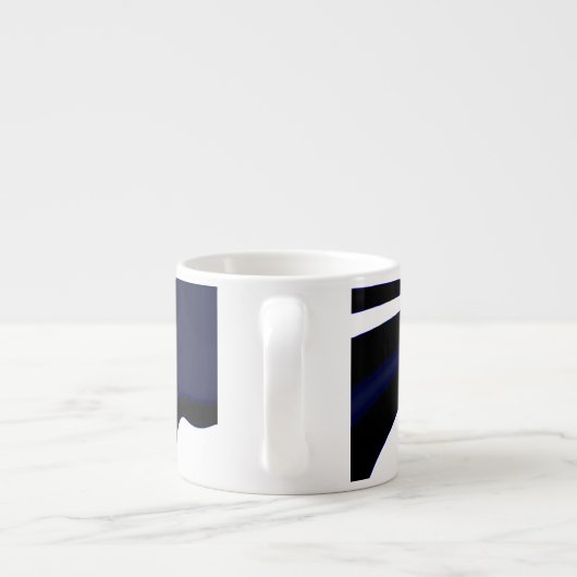 Blue Moon: Abstract blauw, wit & zwart Espresso Kop (Achterkant)