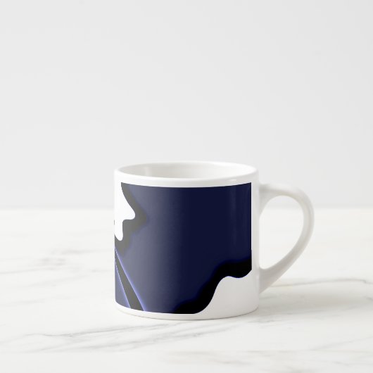 Blue Moon: Abstract blauw, wit & zwart Espresso Kop (Rechts)