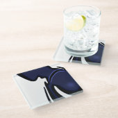 Blue Moon: Abstract blauw, wit & zwart Glazen Onderzetter (Schuin)