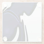 Blue Moon: Abstract blauw, wit & zwart Glazen Onderzetter (Achterkant)