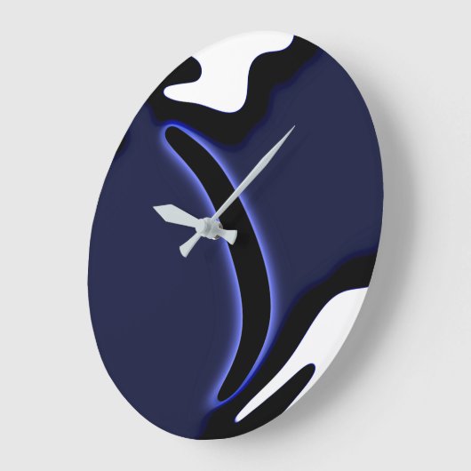 Blue Moon: Abstract blauw, wit & zwart Grote Klok (Hoek)