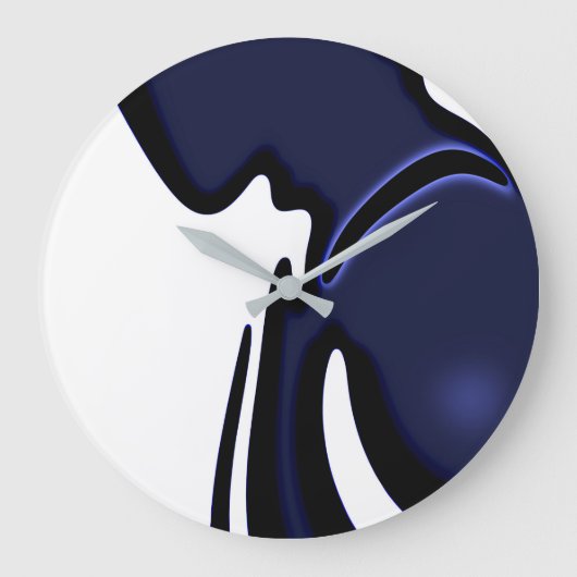 Blue Moon: Abstract blauw, wit & zwart Grote Klok (Voorkant)