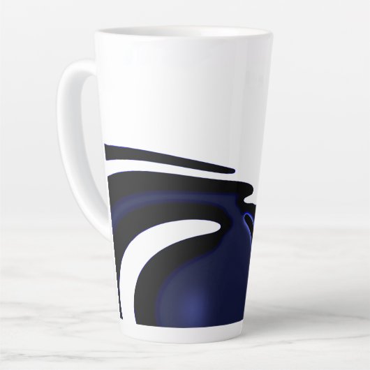 Blue Moon: Abstract blauw, wit & zwart Latte Mok (Linkerhoek)