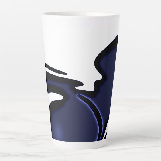 Blue Moon: Abstract blauw, wit & zwart Latte Mok (Voorkant)