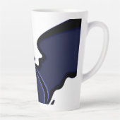 Blue Moon: Abstract blauw, wit & zwart Latte Mok (Rechts)