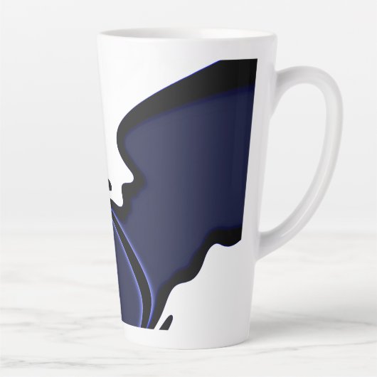 Blue Moon: Abstract blauw, wit & zwart Latte Mok (Rechts)