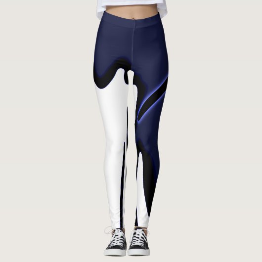 Blue Moon: Abstract blauw, wit & zwart Leggings (Voorkant)