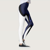 Blue Moon: Abstract blauw, wit & zwart Leggings (Rechts)