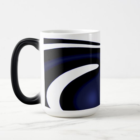 Blue Moon: Abstract blauw, wit & zwart Magische Mok (Links)