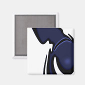 Blue Moon: Abstract blauw, wit & zwart Magneet (Voorkant / Achterkant)