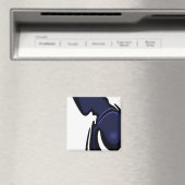 Blue Moon: Abstract blauw, wit & zwart Magneet (Insitu (Vaatwasser))