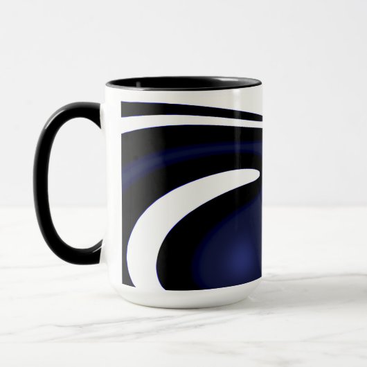 Blue Moon: Abstract blauw, wit & zwart Mok (Links)