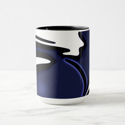 Blue Moon: Abstract blauw, wit & zwart Mok (Midden)