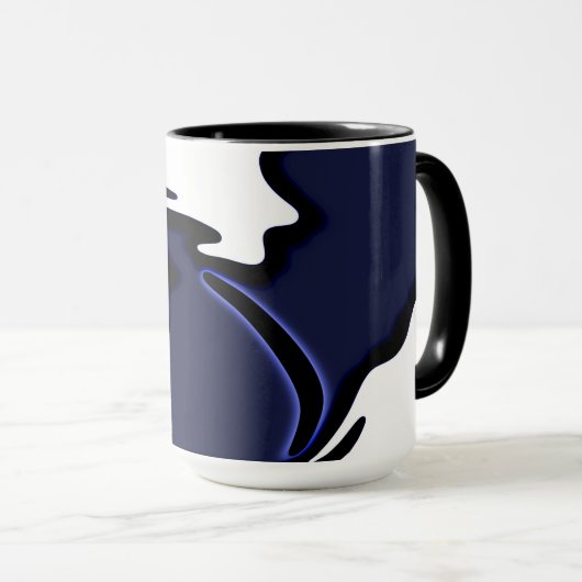 Blue Moon: Abstract blauw, wit & zwart Mok (Voorkant rechts)