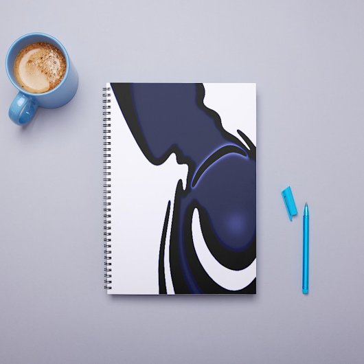 Blue Moon: Abstract blauw, wit & zwart Notitieboek