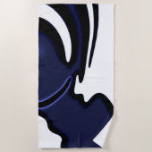 Blue Moon: Abstract blauw, wit & zwart Strandlaken (Voorkant)
