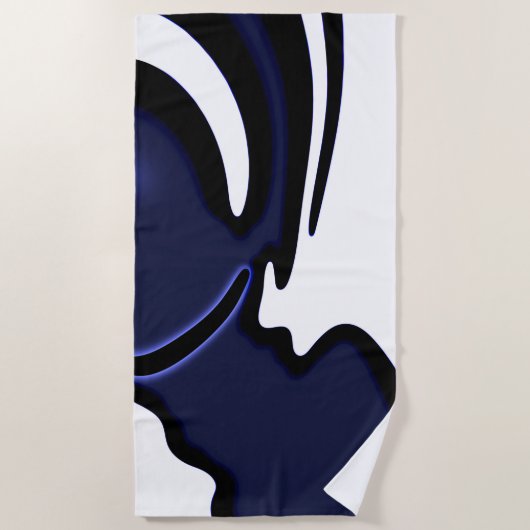 Blue Moon: Abstract blauw, wit & zwart Strandlaken (Voorkant)