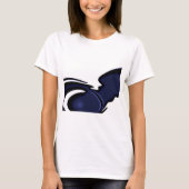 Blue Moon: Abstract blauw, wit & zwart T-shirt (Voorkant)
