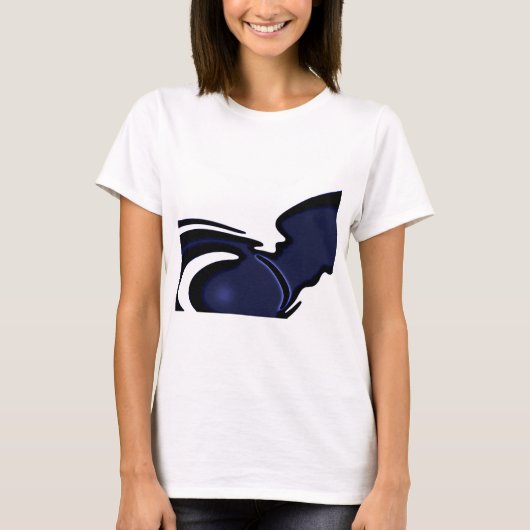 Blue Moon: Abstract blauw, wit & zwart T-shirt (Voorkant)