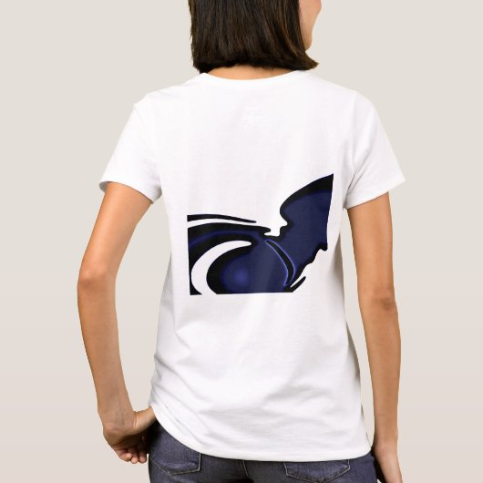 Blue Moon: Abstract blauw, wit & zwart T-shirt (Achterkant)