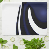 Blue Moon: Abstract blauw, wit & zwart Theedoek (Gevouwen)