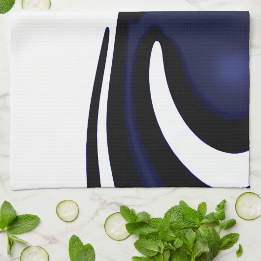 Blue Moon: Abstract blauw, wit & zwart Theedoek (Gevouwen)