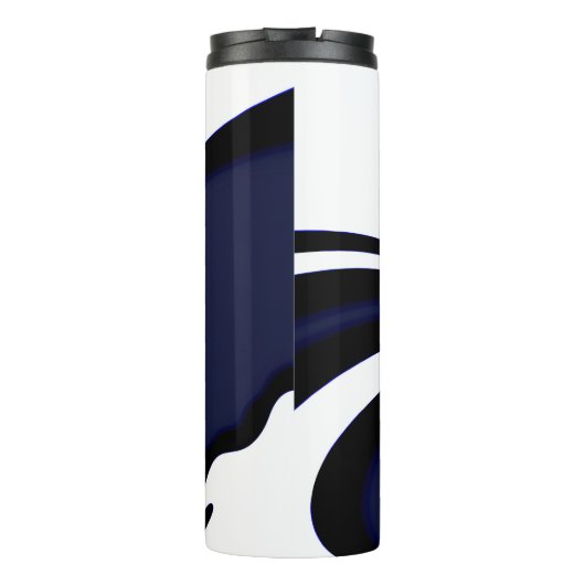 Blue Moon: Abstract blauw, wit & zwart Thermosbeker (Achterkant)