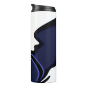 Blue Moon: Abstract blauw, wit & zwart Thermosbeker (Geroteerd rechts)