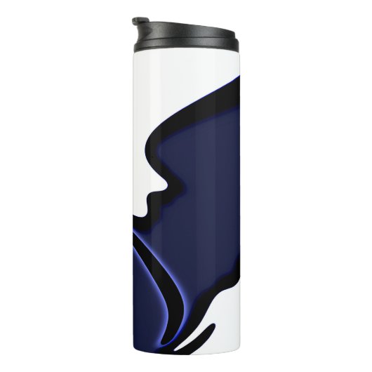 Blue Moon: Abstract blauw, wit & zwart Thermosbeker (Geroteerd rechts)