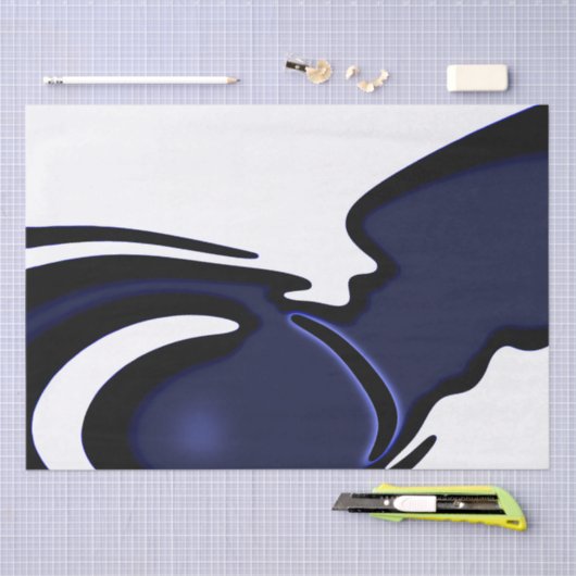 Blue Moon: Abstract blauw, wit & zwart Tissuepapier (Craft)