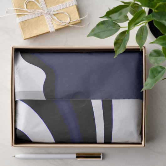 Blue Moon: Abstract blauw, wit & zwart Tissuepapier (Geschenk)