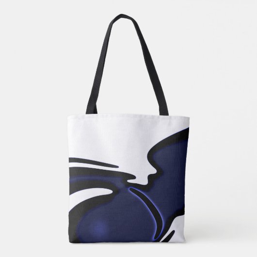 Blue Moon: Abstract blauw, wit & zwart Tote Bag (Achterkant)